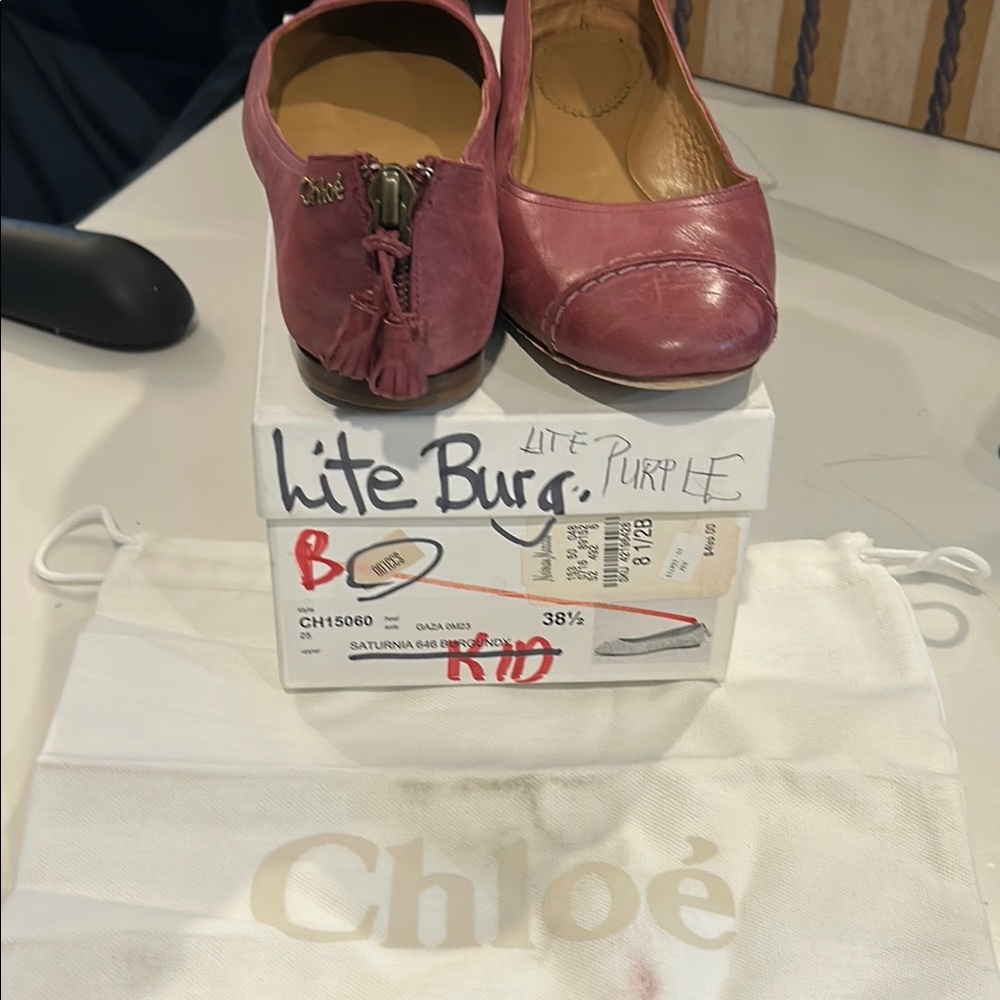 CHLOE Saturnia 646 Burgundy Flats EU 38.5 / US 8.5 Box & Dustbag